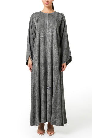 Grey Sand Viscose Abaya, Plain Design