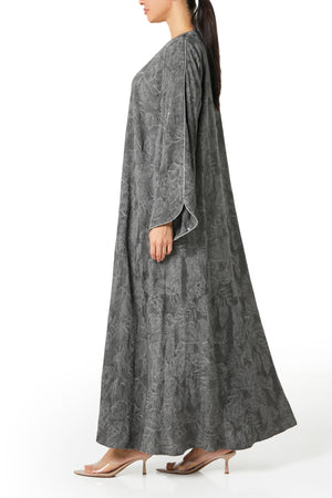 Grey Sand Viscose Abaya, Plain Design