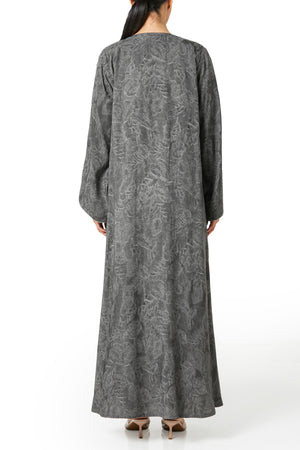 Grey Sand Viscose Abaya, Plain Design