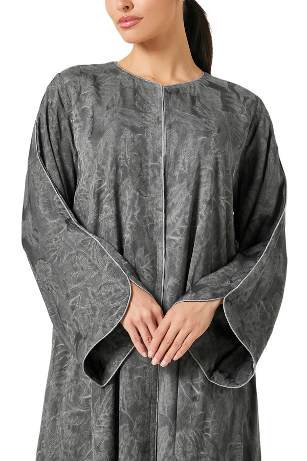 Grey Sand Viscose Abaya, Plain Design