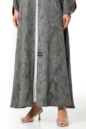 Grey Sand Viscose Abaya, Plain Design