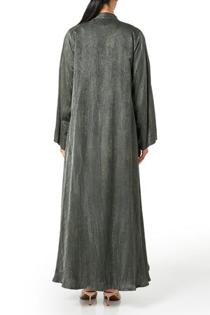 Green marina jacquard Abaya, Textured