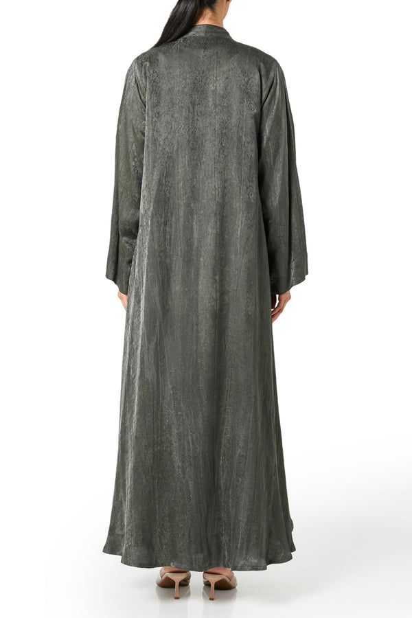 Green marina jacquard Abaya, Textured