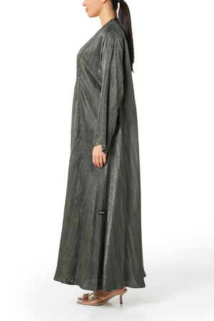Green marina jacquard Abaya, Textured