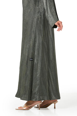 Green marina jacquard Abaya, Textured