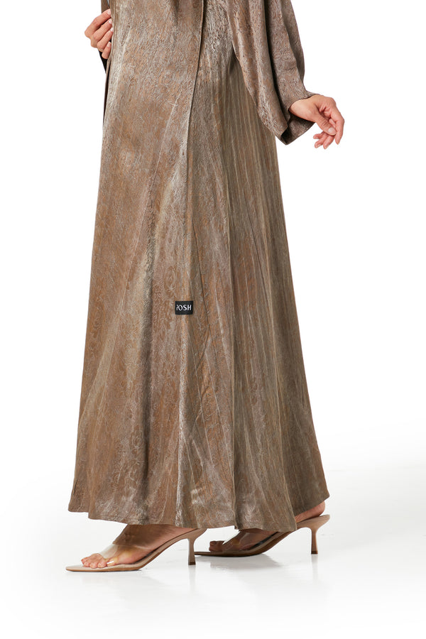 Brown marina jacquard Abaya, Textured