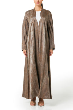 Brown marina jacquard Abaya, Textured