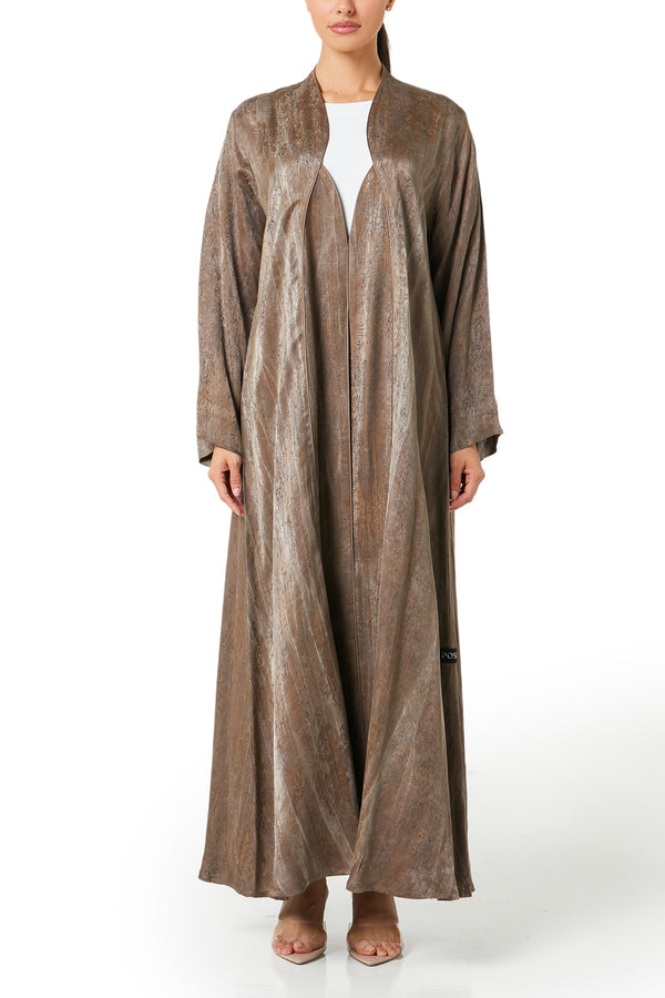 Brown marina jacquard Abaya, Textured
