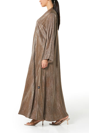 Brown marina jacquard Abaya, Textured