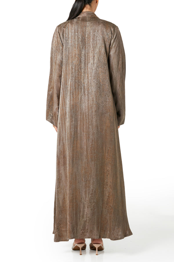 Brown marina jacquard Abaya, Textured