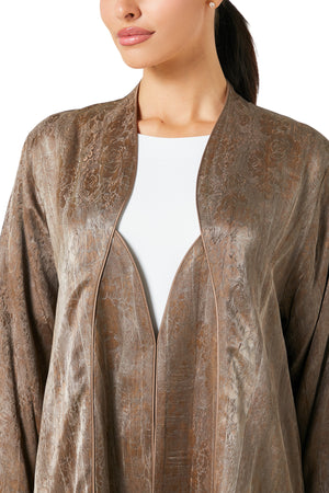 Brown marina jacquard Abaya, Textured