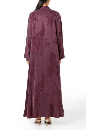 Maroon elisa cupro Abaya, Lace Detail