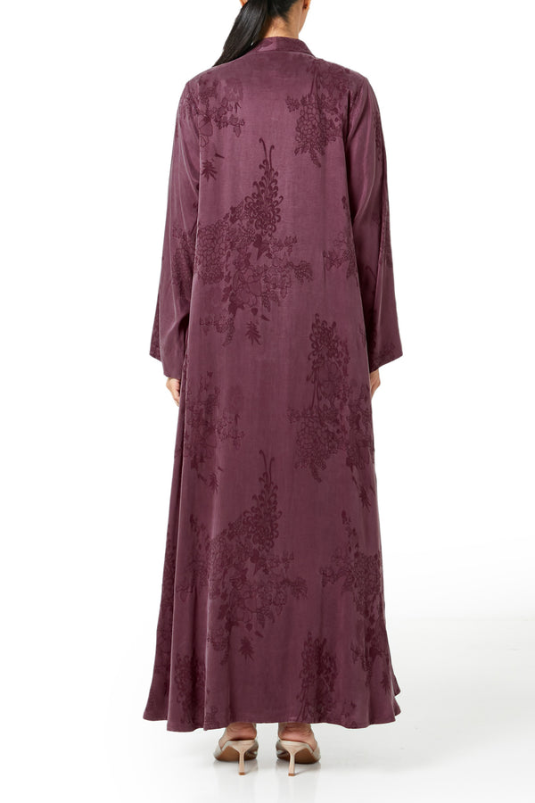Maroon elisa cupro Abaya, Lace Detail