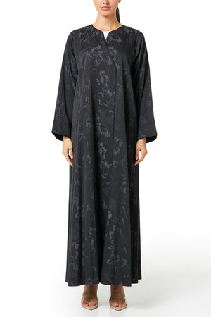 Black Runa Crepe Abaya, Plain Design