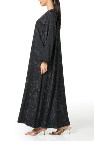 Black Runa Crepe Abaya, Plain Design
