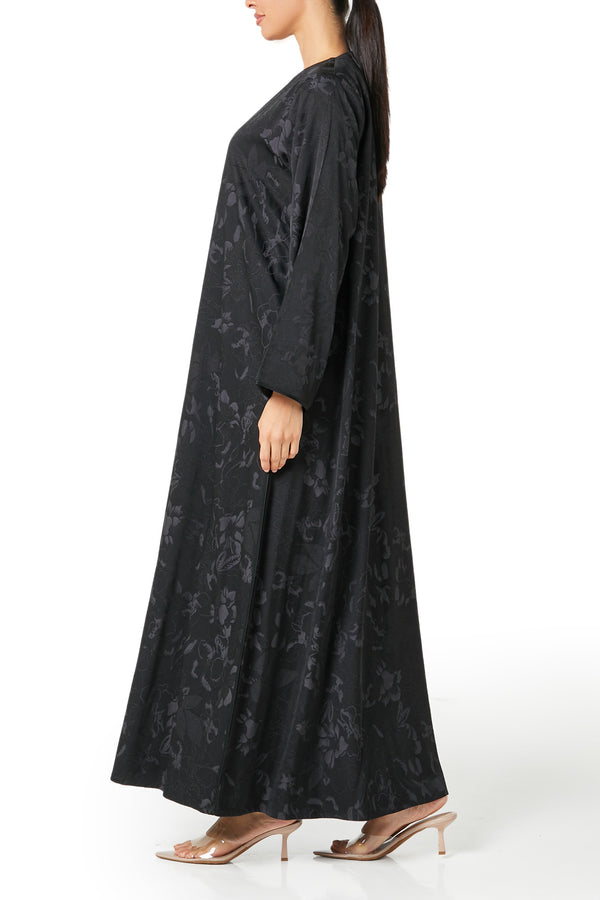 Black Runa Crepe Abaya, Plain Design