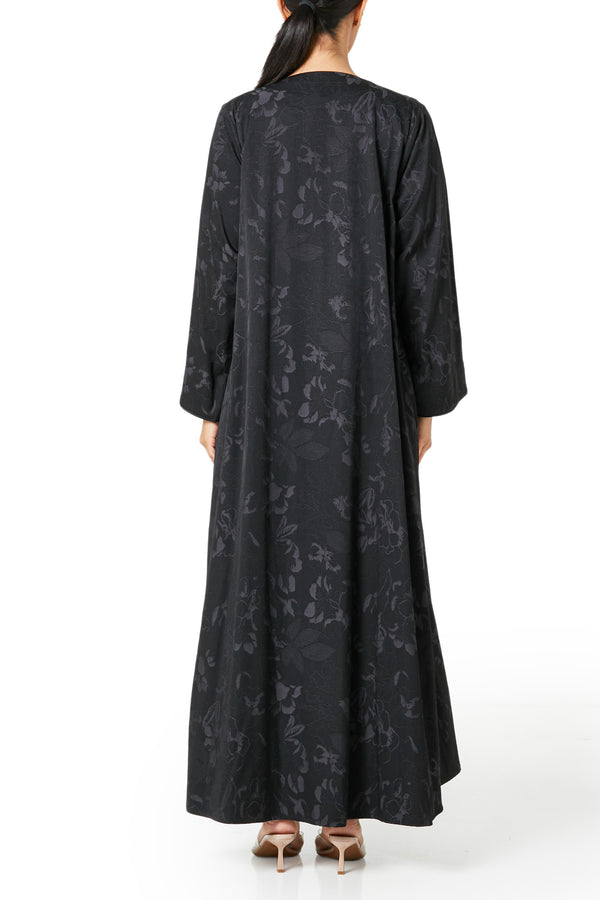 Black Runa Crepe Abaya, Plain Design