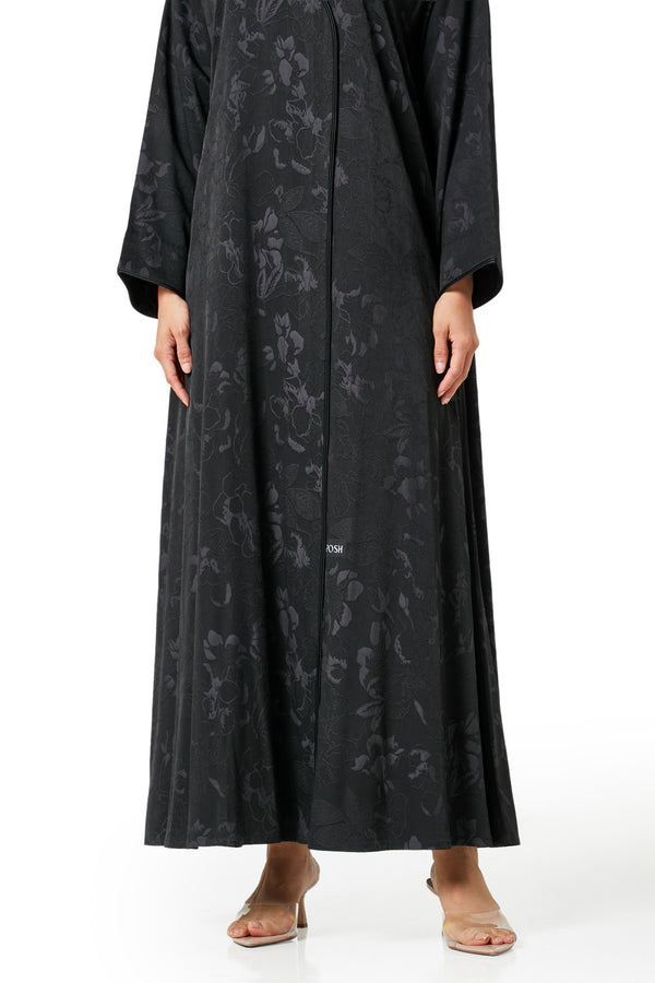 Black Runa Crepe Abaya, Plain Design