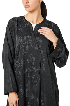 Black Runa Crepe Abaya, Plain Design
