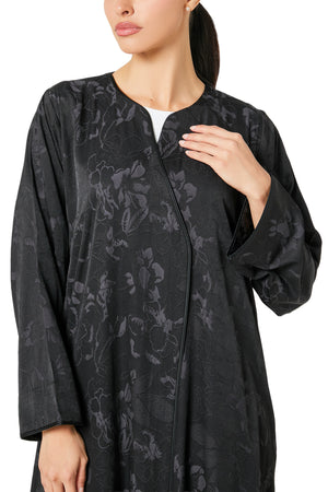 Black Runa Crepe Abaya, Plain Design