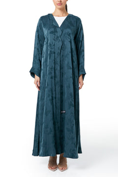 Green Butterfly Cupro Abaya, Plain Design