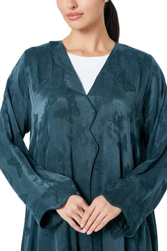 Green Butterfly Cupro Abaya, Plain Design