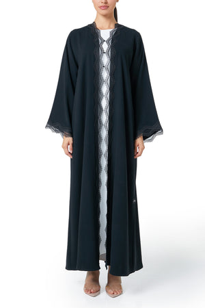 Black Deema Nada Abaya, Lace Detail