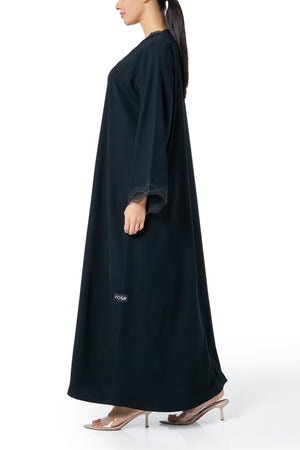 Black Deema Nada Abaya, Lace Detail