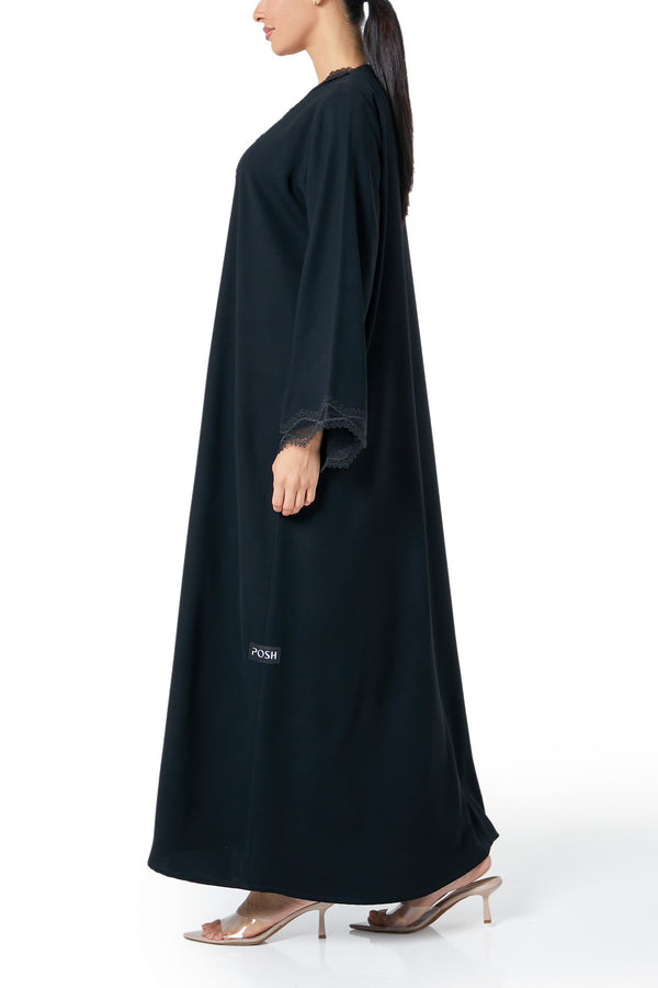 Black Deema Nada Abaya, Lace Detail