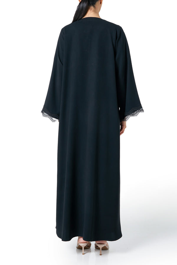 Black Deema Nada Abaya, Lace Detail