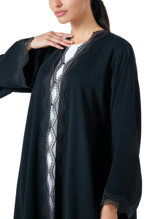 Black Deema Nada Abaya, Lace Detail