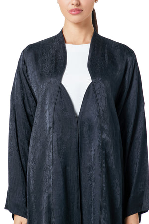 Black marina jacquard Abaya, Textured