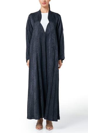 Black marina jacquard Abaya, Textured