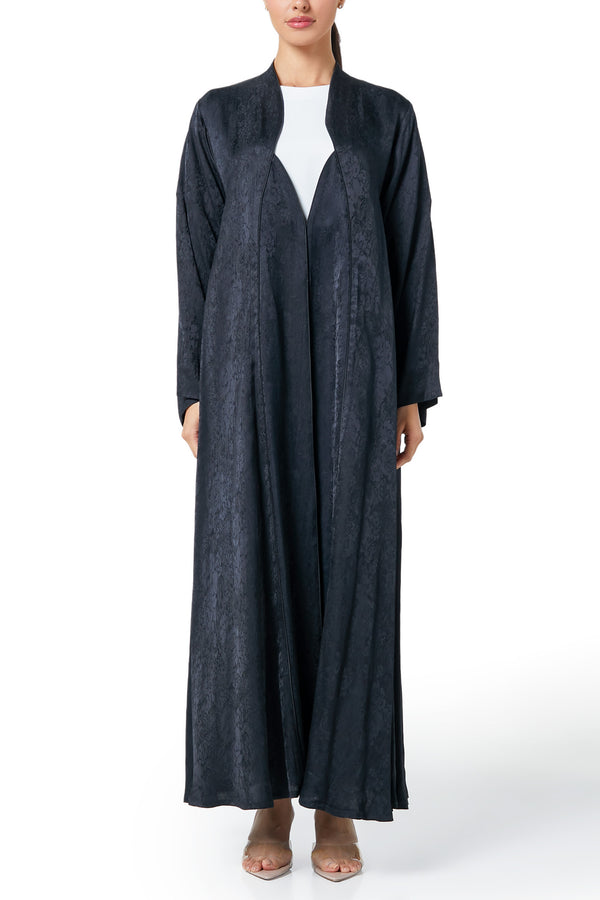 Black marina jacquard Abaya, Textured