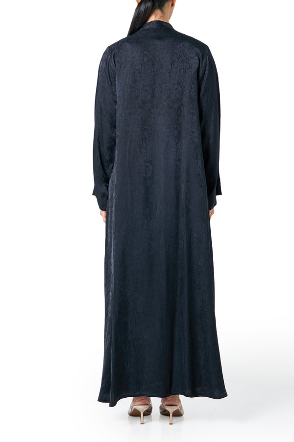 Black marina jacquard Abaya, Textured