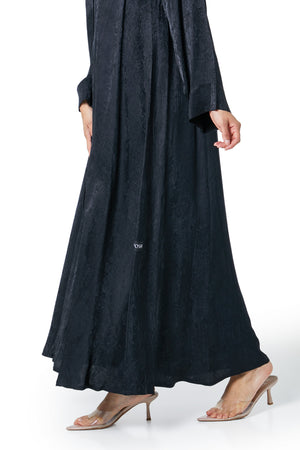 Black marina jacquard Abaya, Textured