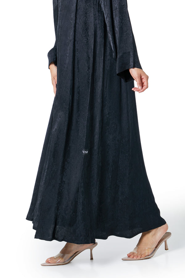 Black marina jacquard Abaya, Textured