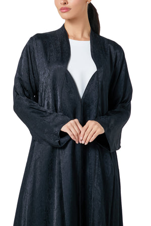 Black marina jacquard Abaya, Textured