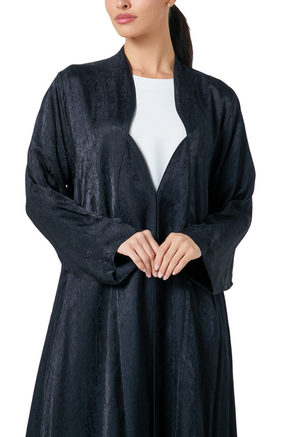 Black marina jacquard Abaya, Textured