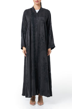 Black elisa cupro Abaya, Lace Detail