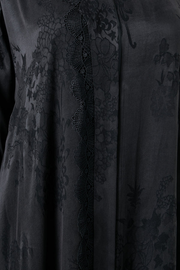 Black elisa cupro Abaya, Lace Detail