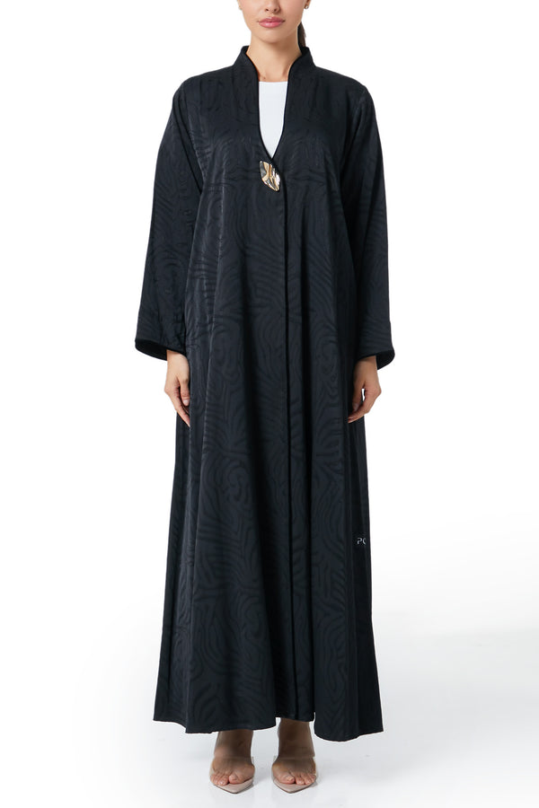 Black Elia Crepe Abaya, Plain Design