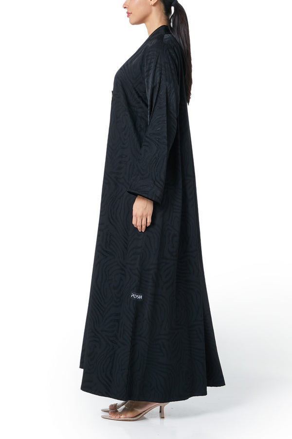 Black Elia Crepe Abaya, Plain Design