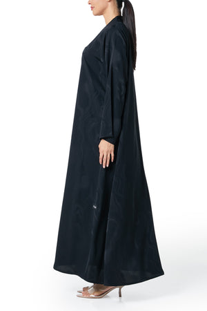 Black esme jacquard Abaya, Front Beadwork