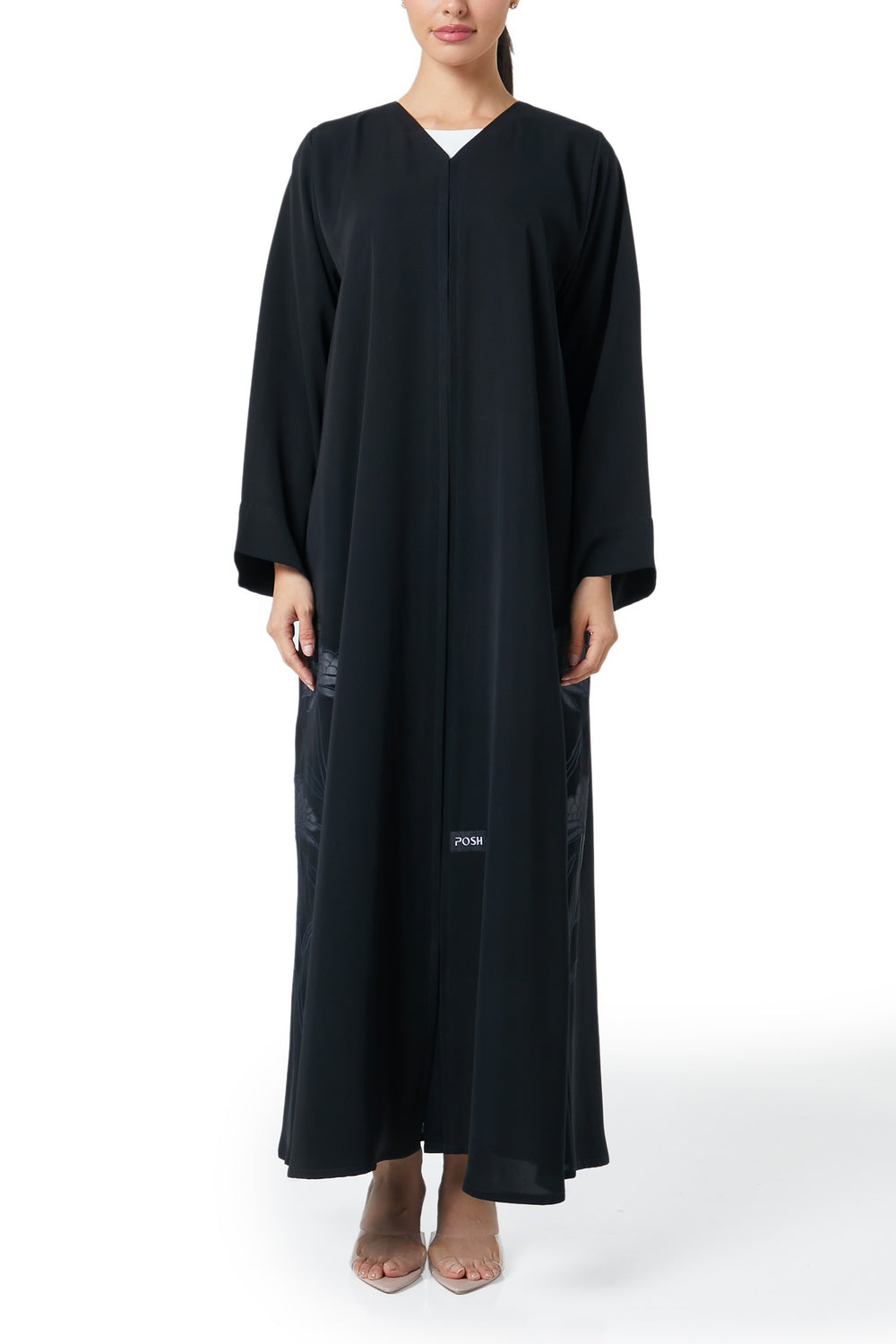 Black Farasha Crepe Abaya, Embroidery