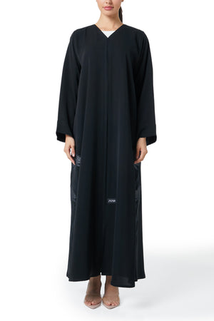 Black Farasha Crepe Abaya, Embroidery
