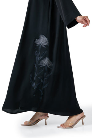 Black Farasha Crepe Abaya, Embroidery