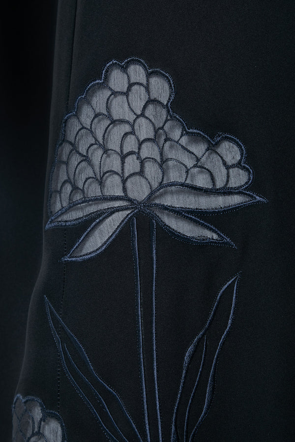 Black Farasha Crepe Abaya, Embroidery