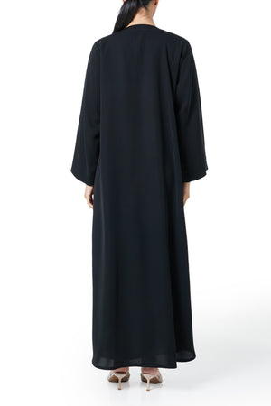 Black Farasha Crepe Abaya, Embroidery