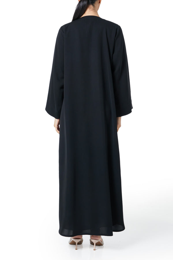 Black Farasha Crepe Abaya, Embroidery